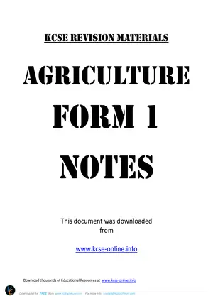 KCSE Agriculture Form 1 Notes - Preview