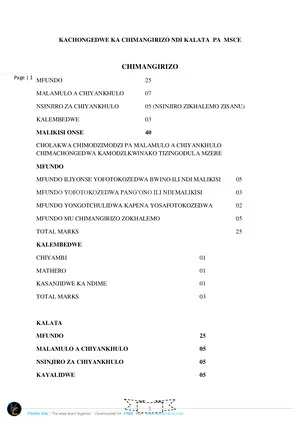 Kachongedwe Ka Chimangirizo Kapena Kalata Pa MSCE by W Phiri (2015 Ed) - Preview