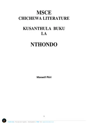 Kusanthula Buku La Nthondo - MSCE Chichewa Literature by Max Phiri - Preview