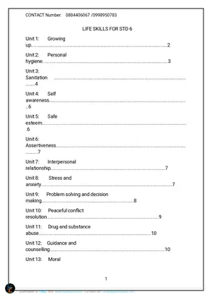 Life Skills for Standard 6 Notes - Preview