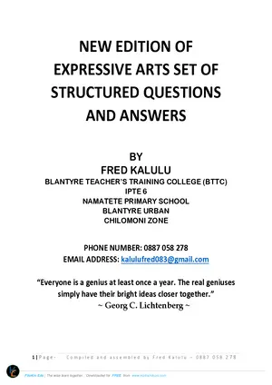 MANEB Expressive Arts by Fred Kalulu - Preview