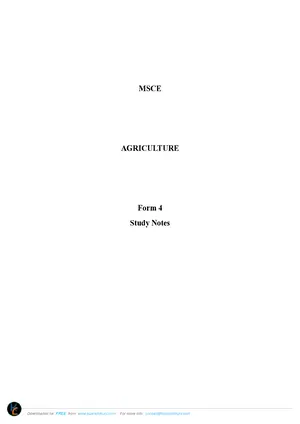 MSCE Agriculture Form 4 Study Notes - Preview