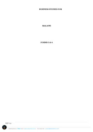 MSCE Business Studies Pamphlet for Form 3 & 4 - Preview