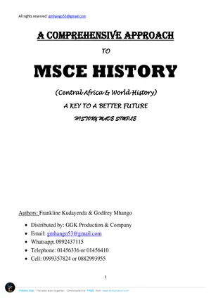 MSCE History Notes (by Mhango) - Preview