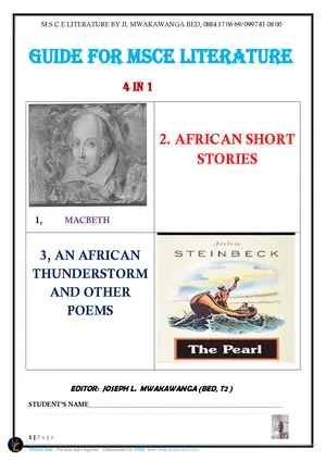 MSCE Literature 4 in 1 by JL Mwakawanga - Preview