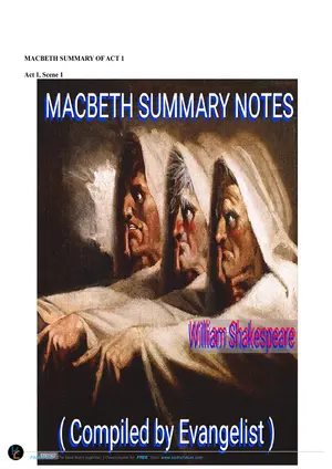 Macbeth Summary Notes Compiled by Evangelist - Preview