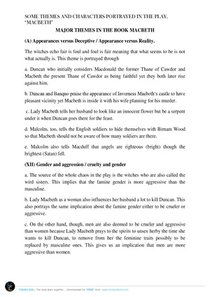 Major Themes in the Book Macbeth - Preview