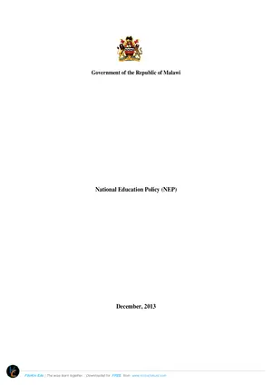 Malawi National Education Policy 2013 - Preview