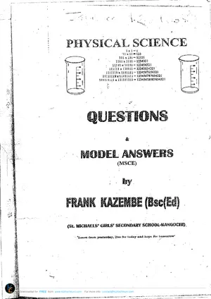 Physical Science 2005-2011 MANEB Questions and Model Answers by Kazembe - Preview