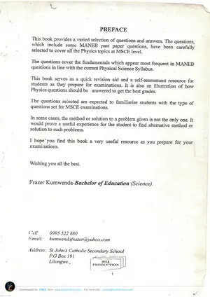 Physics Senior Questions and Answers by Frazer Kumwenda - Preview