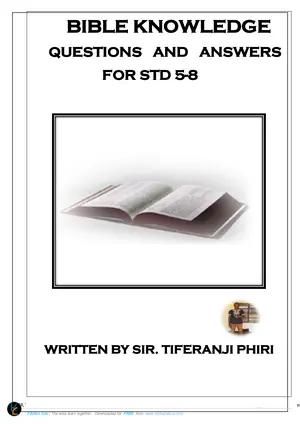 Primary Bible Knowledge Model Questions standard 5 to 8 by Tiferanji Phiri - Preview
