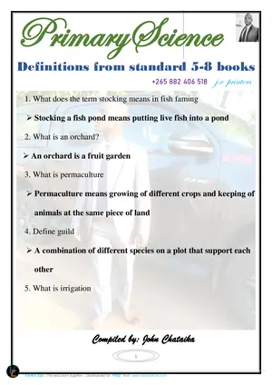 Primary Sciences 100 Definitions from 5-8 Compiled by John Chataika - Preview