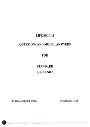 STD 5-8 Life Skills Questions and Answers by Masese Banda - Preview