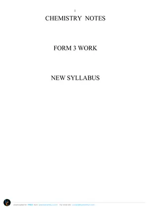 Secondary School Chemistry Notes Form 3 Work - Preview
