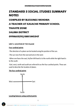 Standard 3 Social Studies Notes by Kasache - Preview