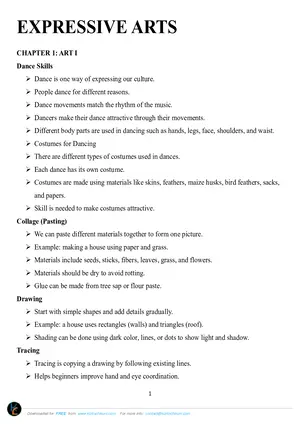 Standard 4 Expressive Arts English Notes - Preview