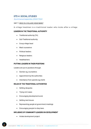 Standard 4 Social Notes by Kapachika - Preview