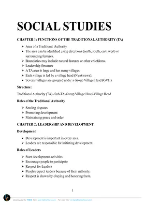 Standard 4 Social Studies Notes English - Preview