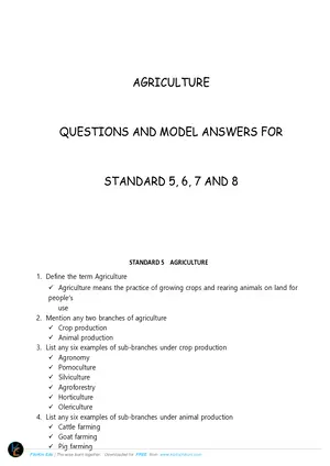 Standard 5-8 Agriculture Questions and Model Answers - Preview