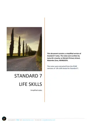 Standard 7 Life Skills Notes by Unknown Author - Preview