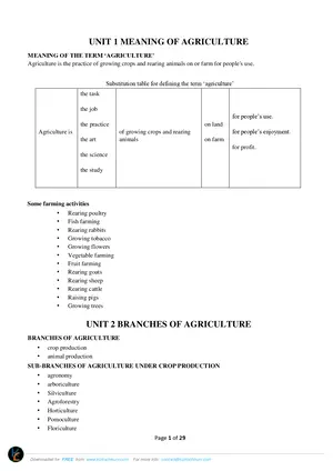 Standard 5 Agriculture Study Notes by Unknown Author - Preview
